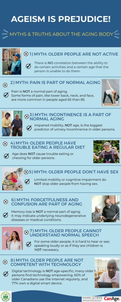 Meme from the Humanities Research Council of Canada (SSHRC) and CanAge study, Ageism and Myths About Older People