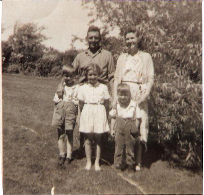 farm family, Ted, Mary, Patsy, Jamie, John