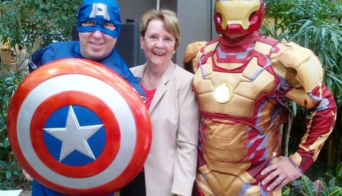 Patricia with Super Heros