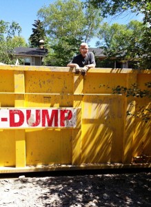 Les Morgan in Calgary flooding dumpster