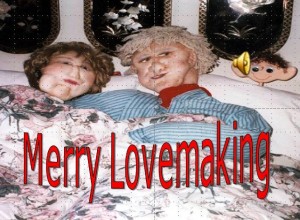 Picture of man and woman mannequins in bed together - is your relationship full of merry lovemaking?