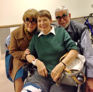 Patricia and Les wear Groucho Marx glasses to visit friend Judy