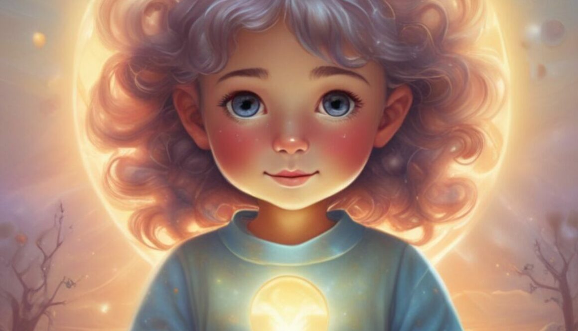 healing childhood trauma with little girl holding a light
