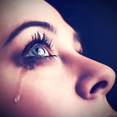woman with a tear